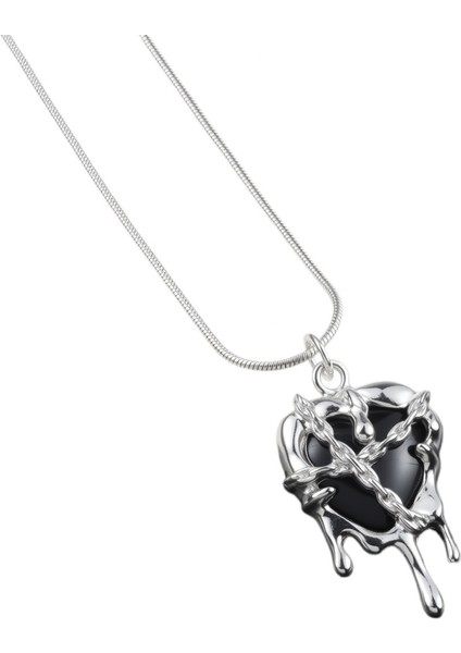 Erkekler Için Gotik Gül Damla Kazak Zinciri, Siyah ve Kırmızı Kalp Paslanmaz Çelik Kolye (Yurt Dışından)