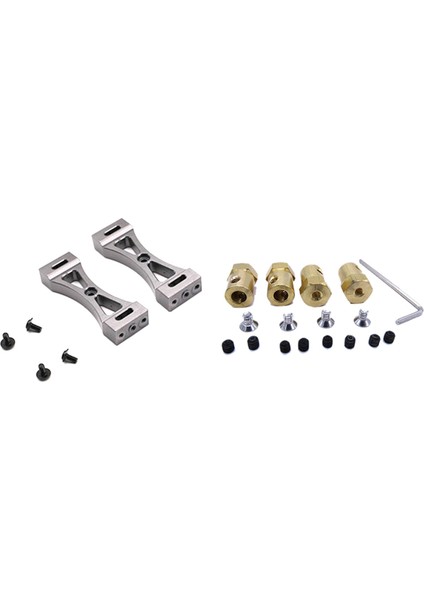 2 Set Rc Araba Parçası 1 Set Metal Braketi ve 1 Set 5mm Ila 12MM Pirinç Birleştirici Tekerlek Gövdesi Hex Adaptörü (Yurt Dışından)