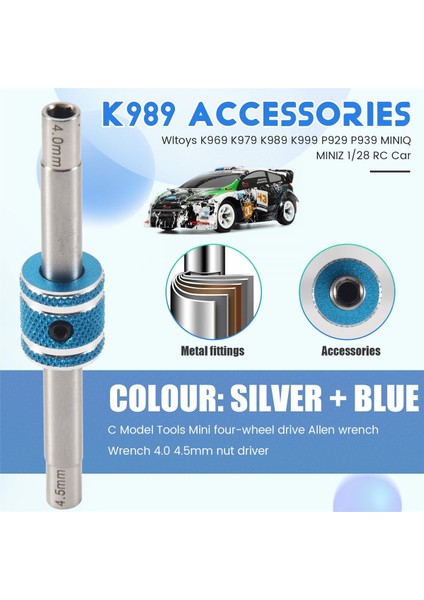 Rc Model Aracı Mini 4WD Hex Soket Anahtarı Spanner 4 0 4 5mm Somun Sürücüsü 1/28 Arabalar Için Lastik Wltoys K969 K989 Miniq Miniz (Yurt Dışından) indirimleri