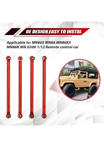 MN86S MN86 MN86KS MN86K Mn G500 Yükseltme Parçaları Metal Çekme Çubuk Direksiyon Servo Bağlantı Çubuğu 1/12 Rc Araç Aksesuarları Kırmızı (Yurt Dışından) indirimleri