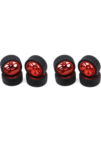 2set 65MM Metal Tekerlek Jant + Yüksek Kavrama Kauçuk Lastik Lastikleri Wltoys 144001 A959 A959-B 124019 124018 Rc Araç Parçaları Kırmızı (Yurt Dışından)