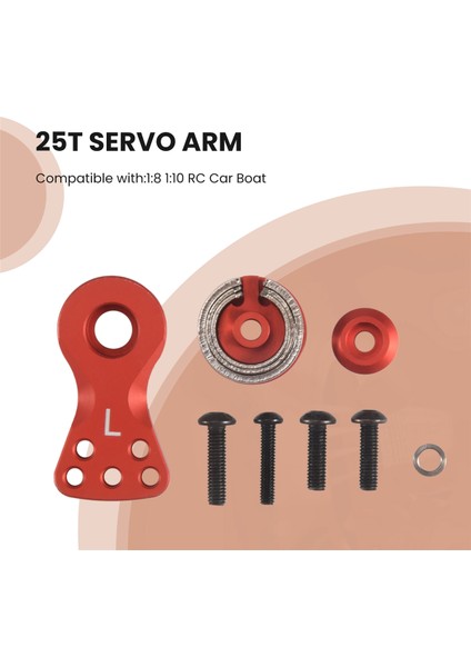 25T Diş Diş Yarı Servo Kol Korna 1/8 1/10 Rc Araç Teknesi Futaba/sanwa/taktik/acoms/tamiya/aitec/traxxas/savox 21MM Kırmızı (Yurt Dışından)