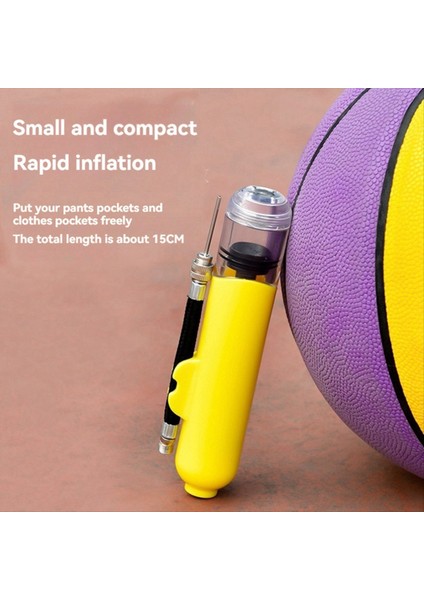 Iki Yönlü Mini Top Pompası Futbol Basketbol Voleybolu Oyuncak Yüzme Yüzüğü Can Yeleği Şişme Taşınabilir Pompa Sarı (Yurt Dışından) indirimleri