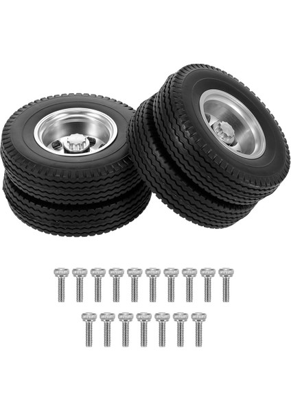 Tamiya Için Cnc Alüminyum Jantlı Arka Kauçuk Alçak Yükleyici Tekerlekler Lastik Lastik 1/14 Rc Traktör Römork Kamyonu (Yurt Dışından)