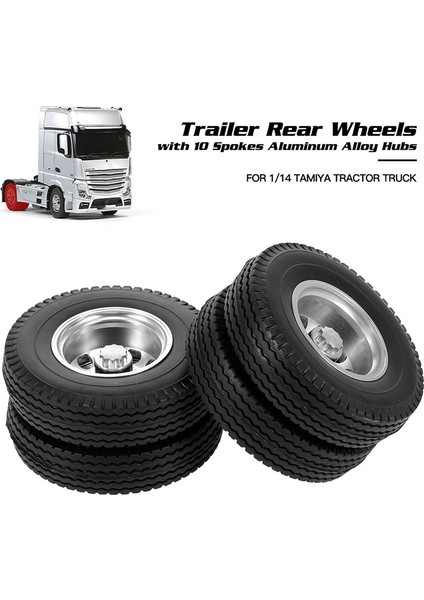 Tamiya Için Cnc Alüminyum Jantlı Arka Kauçuk Alçak Yükleyici Tekerlekler Lastik Lastik 1/14 Rc Traktör Römork Kamyonu (Yurt Dışından) fiyatları