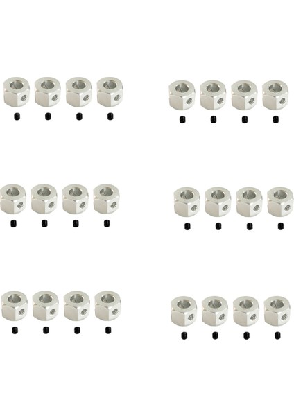 24PCS 5mm Ila 12MM Metal Birleştirici Tekerlek Hub Hub Wpl D12 C14 C14 C24 B14 B16 Mn D90 D91 Gümüş (Yurt Dışından)