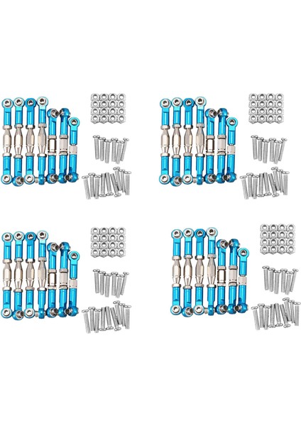 Wltoys Için 4x 144001 1/14 Rc Araba Yedek Parçalar Metal Bağlantı Servo Çekme Çubuk Direksiyon Çubuğu Seti Mavi (Yurt Dışından)