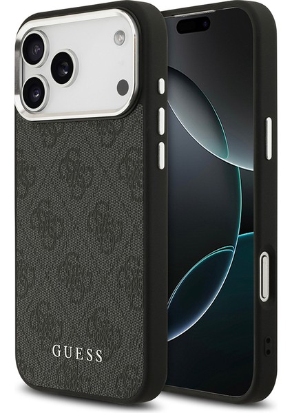 iPhone 17 Pro Max Uyumlu Kılıf Guess Lisanslı M-Safe Şarj Özellikli 4g Klasik Yazı Logo Kapak Siyah