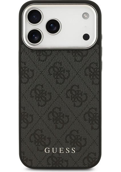 iPhone 17 Pro Max Uyumlu Kılıf Guess Lisanslı M-Safe Şarj Özellikli 4g Klasik Yazı Logo Kapak Siyah modelleri