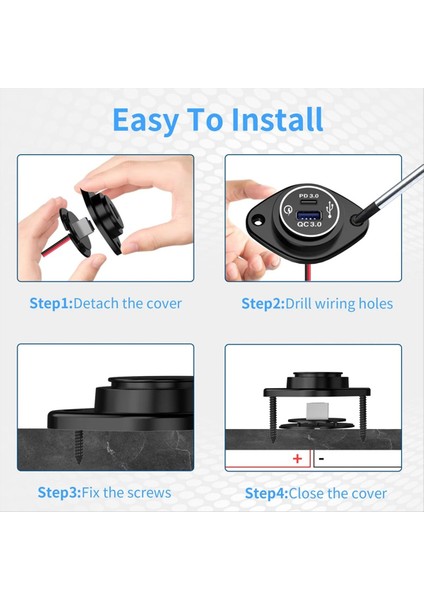 Modifiye Çok Fonksiyonlu Araba Telefon Şarj Cihazı Su Geçirmez Araba Rv Yacht Qc Pd Çift Qc3 0 USB Hızlı Şarj Mavi Işık Ekran (Yurt Dışından) indirimleri