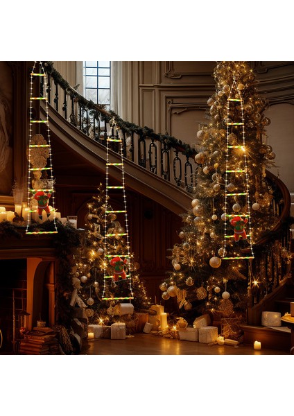 Noel Baba Merdiven LED Asılı Işık, Noel Dekoratif Merdiven Işığı, Dış Mekan Su Geçirmez Saçak Dekoratif Işık Dizisi (Yurt Dışından)