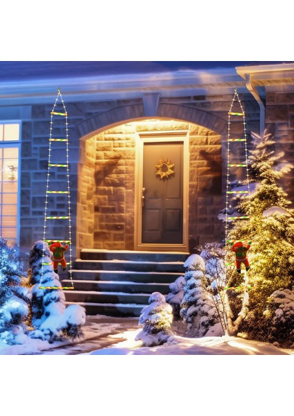 Noel Baba Merdiven LED Asılı Işık, Noel Dekoratif Merdiven Işığı, Dış Mekan Su Geçirmez Saçak Dekoratif Işık Dizisi (Yurt Dışından)