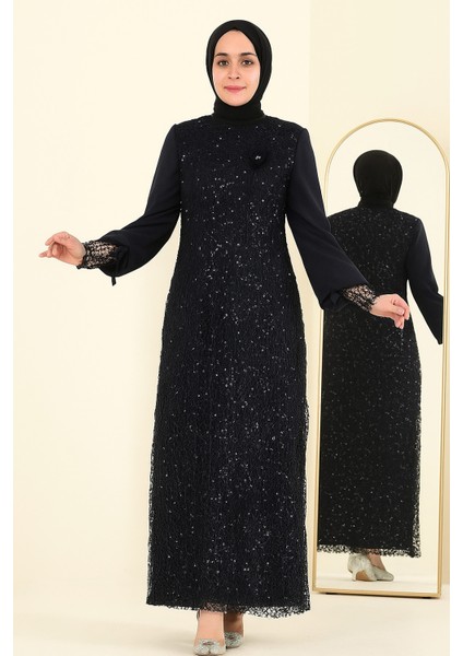 Şifon Pul Payetli Tesettür Abiye fiyatları