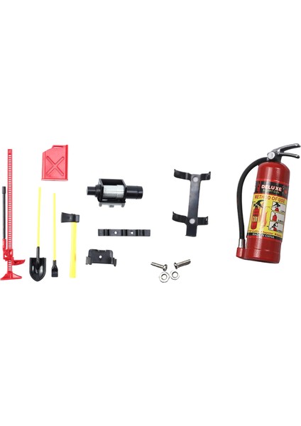 2 Set Rc Araba Parçası 1 Set Bagaj Rafı Vinç Kürek Yakıt Deposu Baltası Dekorasyonu ve 1 Set Metal Mini Ateş Söndürücü (Yurt Dışından)