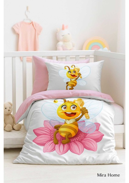 Yenidoğan Kız Bebek Nevresim Takımı &AMP;#37;100 Pamuklu Lady Bee modelleri