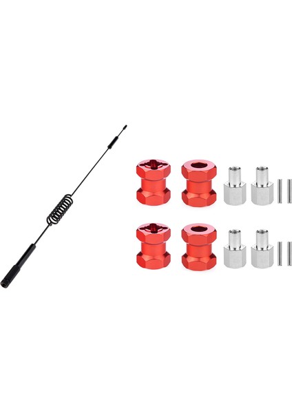 1/10 Traxxas -4 Için Vidalı Antenler - Siyah 290MM ve Rc Araç Metal 12MM Tekerlek Hex Hub 15MM Uzatma Bağlayıcı (Yurt Dışından)