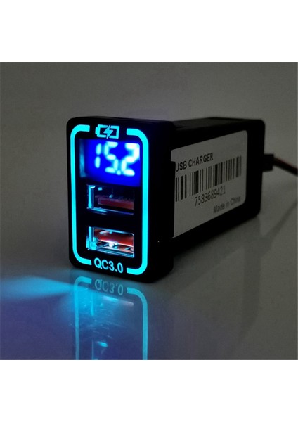 Qc3 0 Araba USB Port Toyota Için Fast Charger Camry Land Cruiser 200 Rav4 Corolla Adaptör LED Voltmetre Buz Mavisi (Yurt Dışından) fiyatları