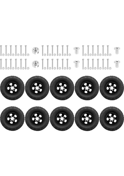 Wpl B16 B36 Jjrc Q60 Q63 Q64 6WD 6x6 Rc Kamyonu Için Kauçuk Lastik Lastiği ile Çift Tekerlek Metal Tekerlek Jant Siyah (Yurt Dışından)