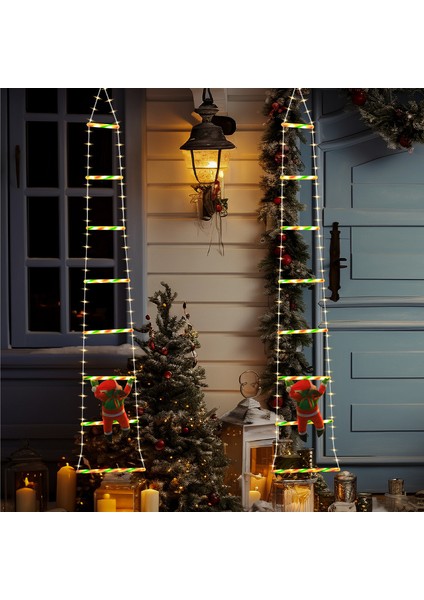 Noel Baba Merdiven LED Asılı Işık, Noel Dekoratif Merdiven Işığı, Dış Mekan Su Geçirmez Saçak Dekoratif Işık Dizisi (Yurt Dışından)