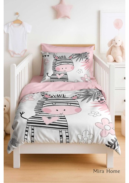 Dijital Baskılı 3D Pamuklu Yenidoğan Bebek Nevresim Takımı Baby Zebra