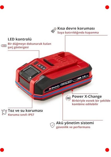 Su ve Toz Geçirmez 18V 4.0 Ah Batarya (Cihaz Uyumlu) modelleri