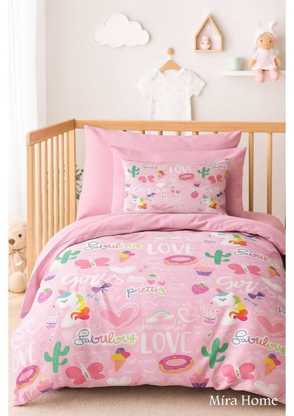 Dijital Baskılı 3D Pamuklu Yenidoğan Bebek Nevresim Takımı Girl Love modelleri