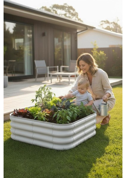 Modüler Yükseltilmiş Bahçe Yatağı Yükseltilmiş Sebze Yatağı No:3 (85X85) Gri