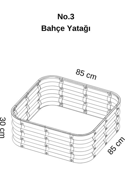 Modüler Yükseltilmiş Bahçe Yatağı Yükseltilmiş Sebze Yatağı No:3 (85X85) Gri