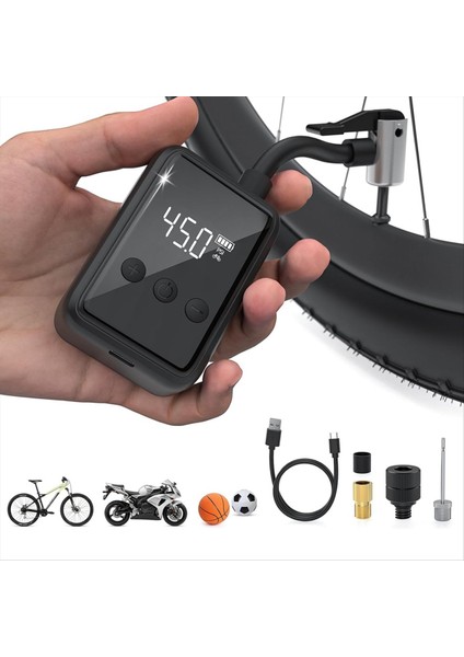 Bisiklet Elektrik Pompası Taşınabilir Kablosuz Hava Kompresörü Presta ve Schrader Valfı Için Göstergeli Bisiklet Şişirme Pompası (Yurt Dışından)