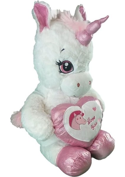 63019 Peluş 60 cm Kalpli Boynuzlu At