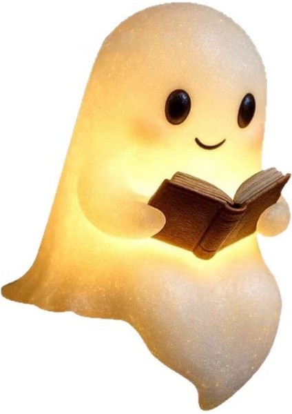 Sevimli Hayalet Okuma Kitabı Lambası - Cadılar Bayramı Hayalet Gece Lambası Süsü (Yurt Dışından)