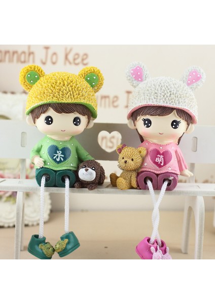 Yeni Ev Asılı Bebek Reçine Süsü, Yaratıcı Karikatür Çift Figürü, Ev Dekorasyonu Süsü (Yurt Dışından)