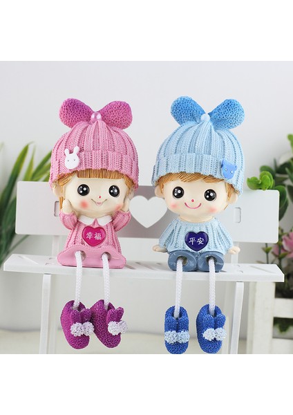Yeni Ev Asılı Bebek Reçine Süsü, Yaratıcı Karikatür Çift Figürü, Ev Dekorasyonu Süsü (Yurt Dışından)