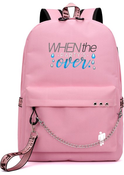 Yıldızlı Gökyüzü Tasarımlı Billie Eilish Sırt Çantası, USB Şarj Edilebilir Seyahat Sırt Çantası, Öğrenci Okul Çantası (Yurt Dışından)