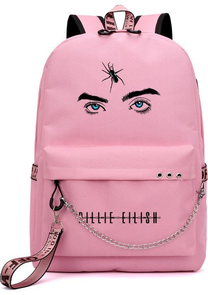 Yıldızlı Gökyüzü Tasarımlı Billie Eilish Sırt Çantası, USB Şarj Edilebilir Seyahat Sırt Çantası, Öğrenci Okul Çantası (Yurt Dışından)