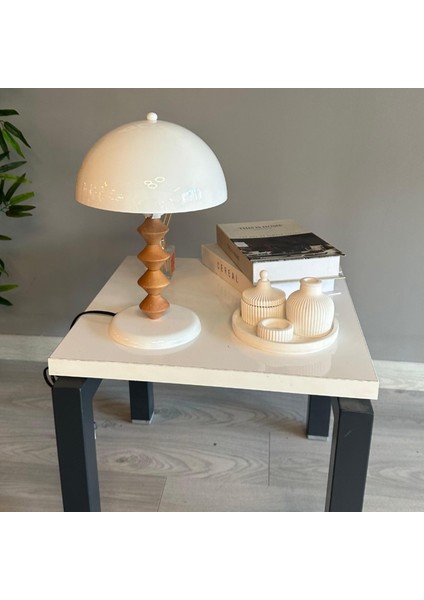 Beyaz Mantar Masa Lambası Q Ahşap Dekoratif Abajur Çocuk Odası Başucu Lambası Okuma Lambası fiyatları