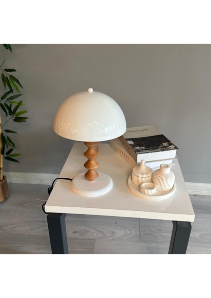 Beyaz Mantar Masa Lambası Q Ahşap Dekoratif Abajur Çocuk Odası Başucu Lambası Okuma Lambası modelleri