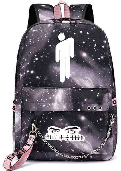 Yıldızlı Gökyüzü Tasarımlı Billie Eilish Sırt Çantası, USB Şarj Edilebilir Seyahat Sırt Çantası, Öğrenci Okul Çantası (Yurt Dışından)