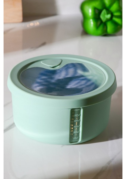 Pastel Hava Sızdırmaz Yuvarlak Silikon Saklama Kabı 600 ml | Yeşil fiyatları