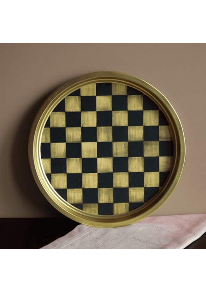 Home Yılbaşı Desenli Dekoratif Metal Tepsi - Dama fiyatları