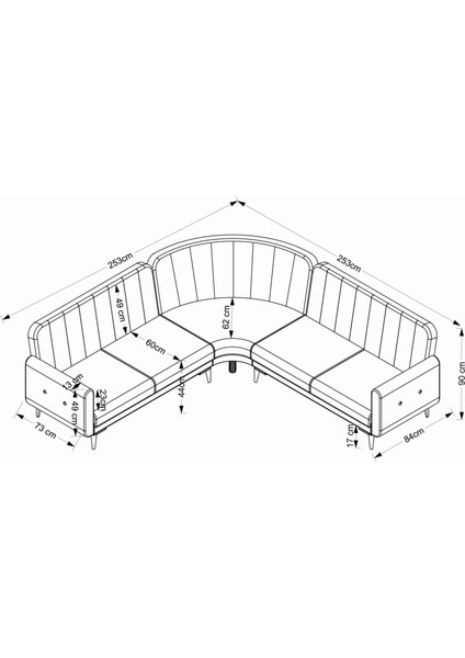 Bona 2 + C Köşe+2' Li Köşe Takımı Bej Valebo-03 Ceviz Ayak fırsatları