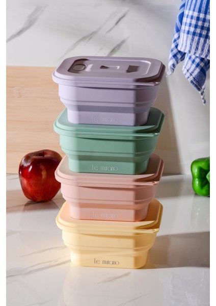 Larry Hava Sızdırmaz Kare Katlanabilir Silikon Saklama Kabı 500 ml | Mor indirimleri