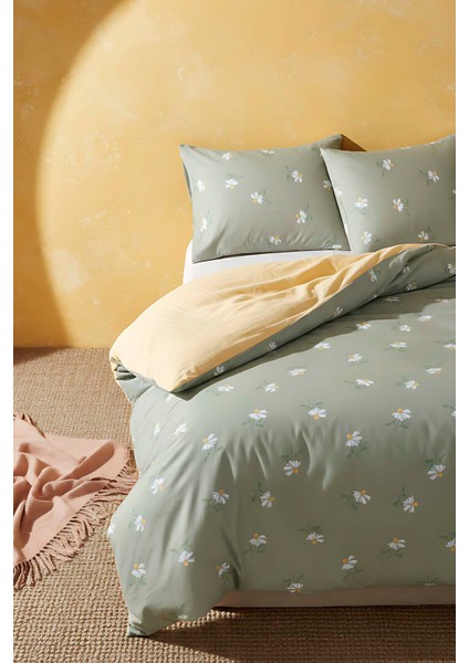 Yeşil Papatya Çift Kişilik Naturel Ipeksi Nevresim Takımı fiyatları