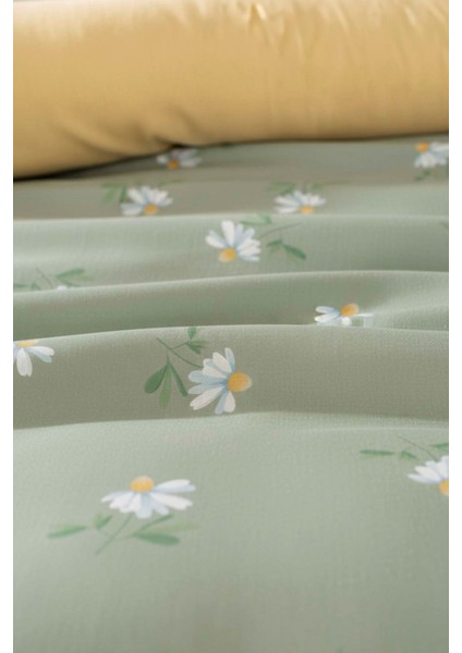 Yeşil Papatya Çift Kişilik Naturel Ipeksi Nevresim Takımı fırsatları