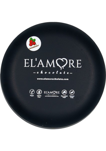 Şeker İlavesiz, Glütensiz, Vegan Turna Yemişli Bitter Çikolata - Siyah Yuvarlak Metal Kutu, 150 gr fırsatları