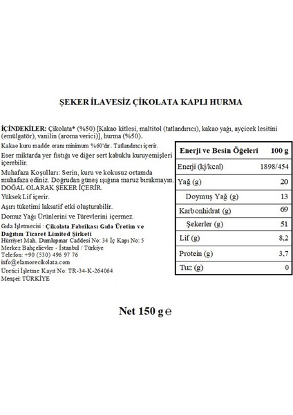 Şeker İlavesiz, Glütensiz, Vegan Hurmalı Bitter Çikolata - Siyah Yuvarlak Metal Kutu, 150 gr indirimleri