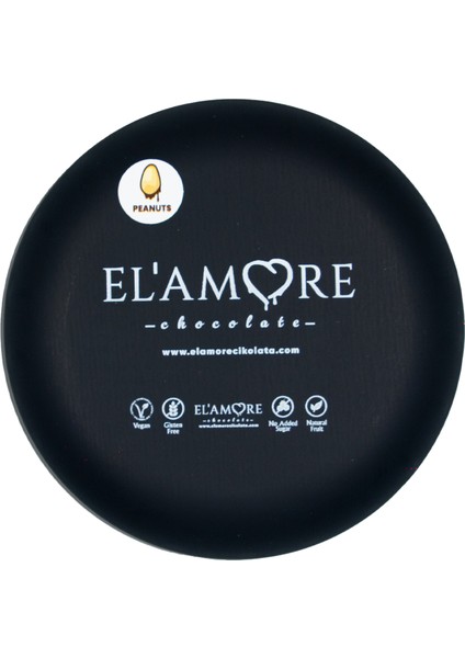 Şeker İlavesiz, Glütensiz, Vegan Yer Fıstıklı Bitter Çikolata - Siyah Yuvarlak Metal Kutu, 150 gr fırsatları