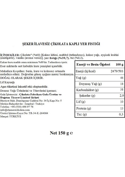 Şeker İlavesiz, Glütensiz, Vegan Yer Fıstıklı Bitter Çikolata - Siyah Yuvarlak Metal Kutu, 150 gr indirimleri