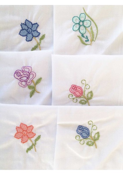 Hediyelik Işlemeli Bayan Mendili 12 Adet 28X28 cm 100 Pamuk fiyatları