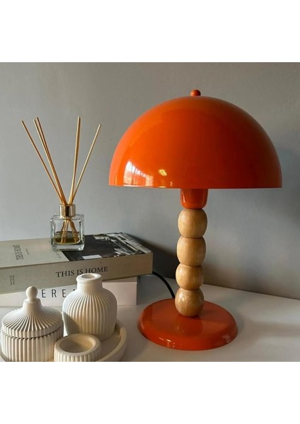 Turuncu Mantar Masa Lambası Dekoratif Abajur Çocuk Odası Başucu Lambası Okuma Lambası